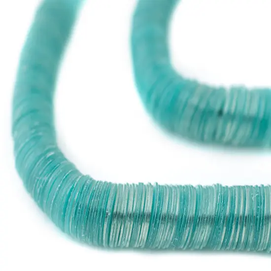 The Bead Chest Translucent Aqua Vinyl Phono Record Beads (8mm) {1}