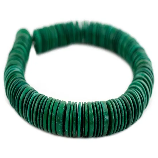 The Bead Chest Green Disk Coconut Shell Beads (20mm) {3}