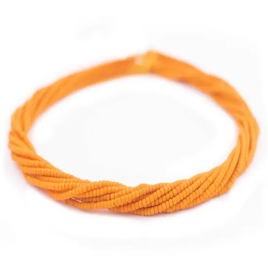 The Bead Chest 2mm Glass Seed Beads - Full Strand of Afghani Tribal Beads (Tangerine) - Bunch of 10 Strands {3}
