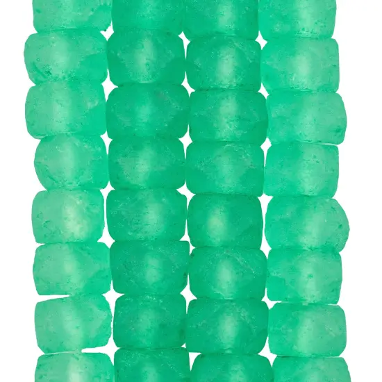 The Bead Chest Verdant Green Faceted Recycled Java Sea Glass Beads - Full Strand of Faceted Bottle Glass Beads | Approximately 48 Beads {4}