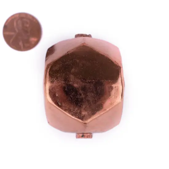 The Bead Chest Hollow Cornerless Cube Bead: Large Copper 35mm Centerpiece Pendant Bead {2}