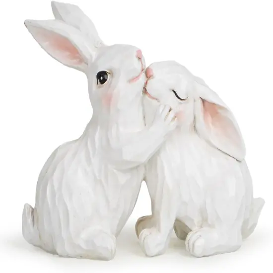 Easter Couple Bunny Decorations Spring Indoor Home Decor Electroplated European Mini Bunny Figurines Couple Gifts(Couple Bunny White) {5}