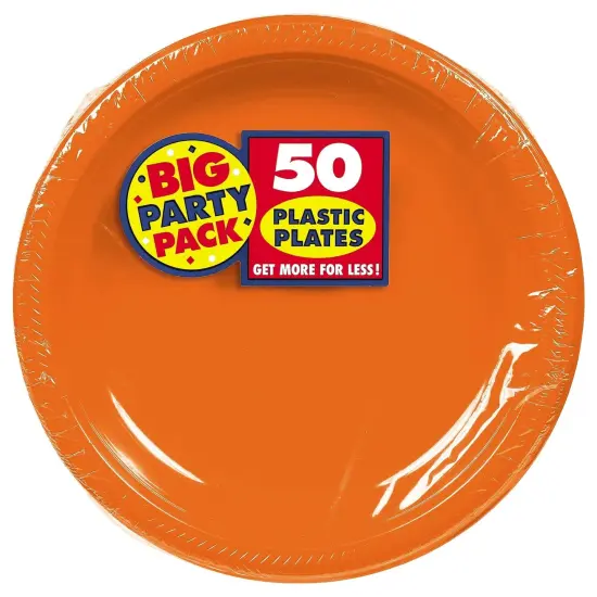 Vibrant Solid Color 7" Round Plastic Plates - 50ct Jet Black {2}