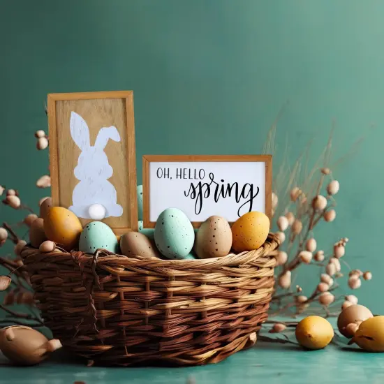 Spring Easter Wood Signs 2ct Farmhouse Door Hanger Plaques 10x6in {2}