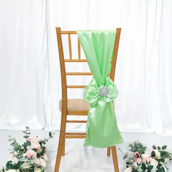 10 Pieces Satin Chair Sashes 8 by 108 inches Mint Green {3}