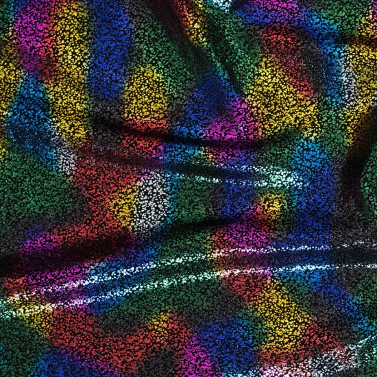 1 Yard Pebble Hologram Nylon Spandex Tricot Fabric 58/60" Width Black Gold {2}