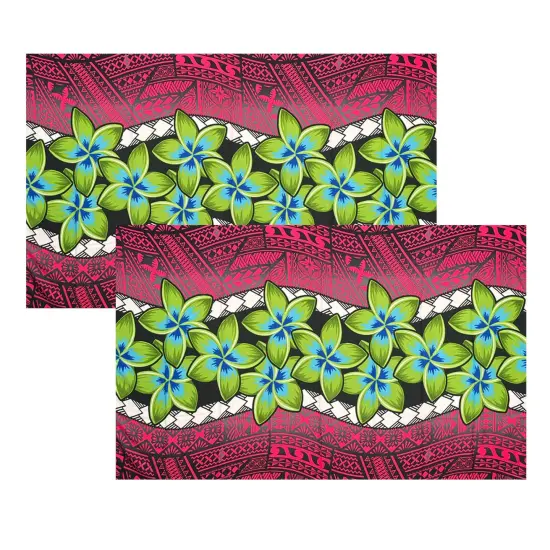 Plumeria Zig Zag Middle Border Polyester Sarong 70" L x 44 1/2" W Red {5}