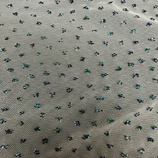 1 Yard Caviar Glitter Nylon Spandex 4 Way Power Mesh for Dancewear Costumes 60" Width White {1}