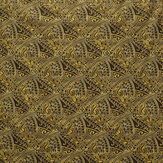 1 Yard Traditional Polynesian Tattoo Triangle Formation Poly Cotton Fabric 45 Inch Width gold {1}