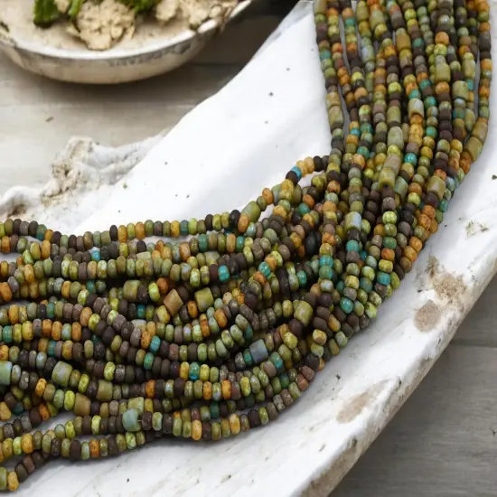 6/0 Aged Matte Caribbean Picasso Tube Mix Seed Beads (20" Strand) {4}