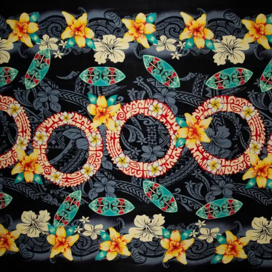 1 Yard Rings of Polynesia Rayon Fabric 45" Wide, 100% Rayon Red {2}