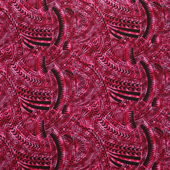 1 Yard Traditional Polynesian Tattoo Design Rayon Poplin Fabric 36" L x 45" W Fuchsia {1}