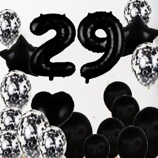 Sweet 29th Birthday Decorations Party Supplies,Black Number 29 Balloons {5}