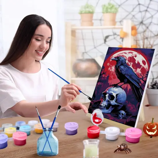 Halloween Paint by Numbers Kit for Adults with Frame {4}