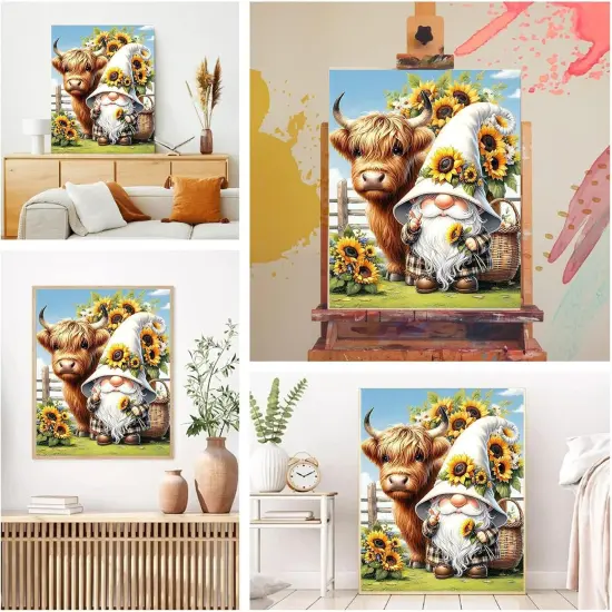 Paint by Numbers for Adults Gnomes-Highland Cow Paint by Number (16x20inch) {3}