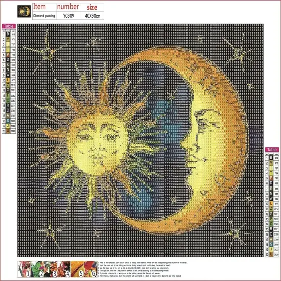 Golden Sun and Moon Diamond Painting Kits - 12x16inch {3}