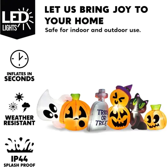 8 FT Long Halloween Inflatables Outdoor Decoration - Pumpkin Cat {3}
