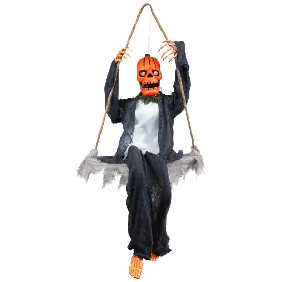 Northlight Animated Swinging Pumpkin Man Halloween Decoration - 30" Gray {3}