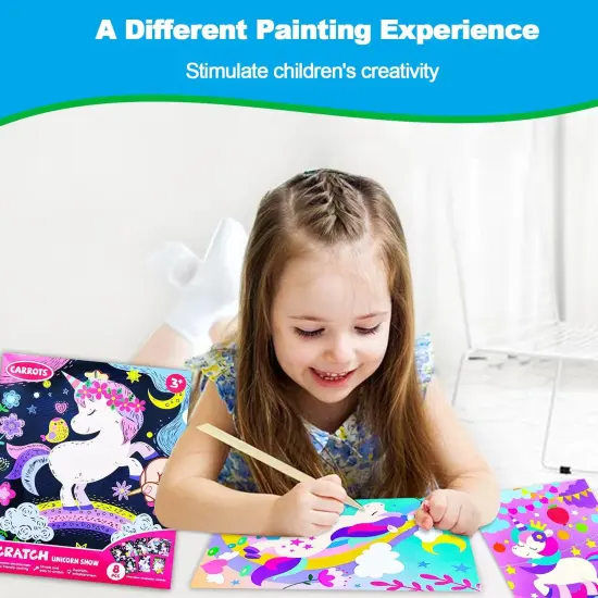 Unicorns Black Rainbow Scratch Art Paper {3}