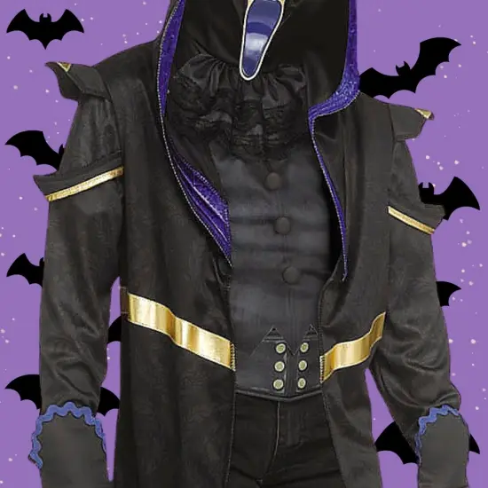 Adults Masquerade Ghost Costume with Hooded Coat and Gold Mask {4}