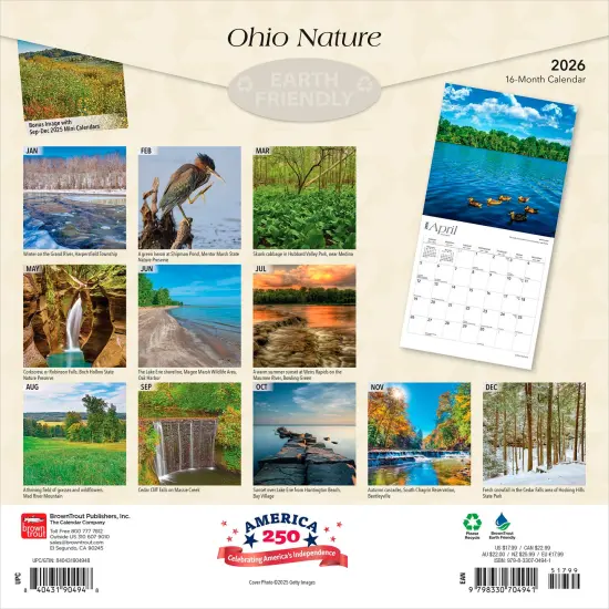 Ohio Nature | 2026 12 x 24 Inch (Hanging) Monthly Square Wall Calendar | Plastic-Free {2}