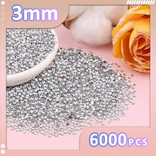 6000Pcs 3mm Flatback Resin Rhinestones with B7000 Glue - Clear {2}