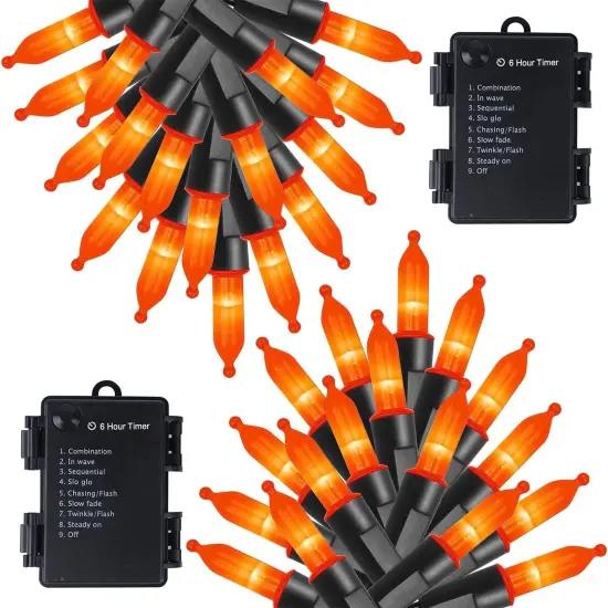 2 Pack 16 FT Mini String Light, 50 LED Outdoor Halloween Lights {1}