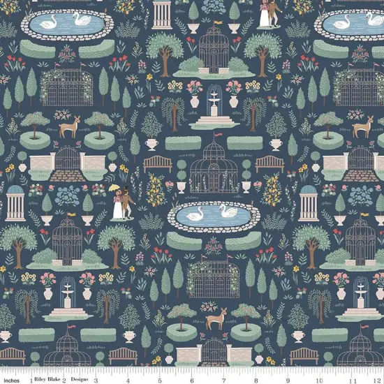 Emma Highbury Navy 43"/44" Fabric Per Yard {1}