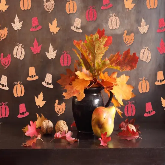 200pcs Thanksgiving Pumpkin Glitter Confetti - Hats {3}