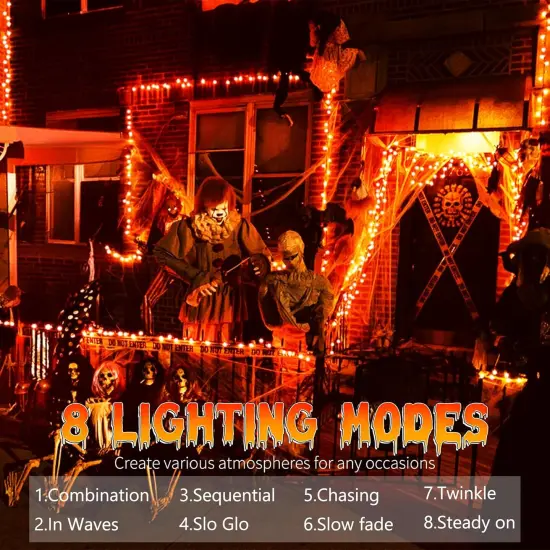 66ft 200 LED Orange Halloween String Lights Connectable {3}
