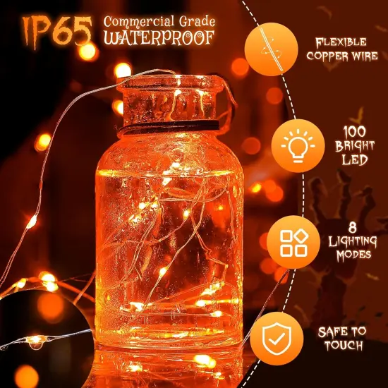 2 Pack Each 33Ft 100LED Orange Halloween Lights {2}
