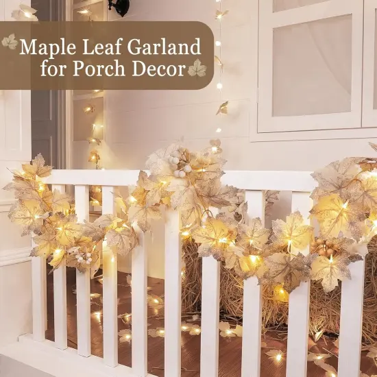 6 Ft Fall Garland with Lights Fall Deco {3}
