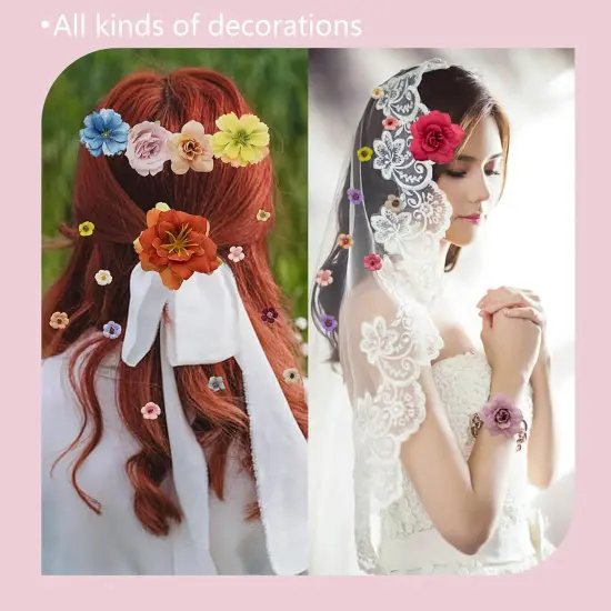 24 Pcs Faux Silk Flowers Heads Fake Rose Daisy Peony(Orange) {4}