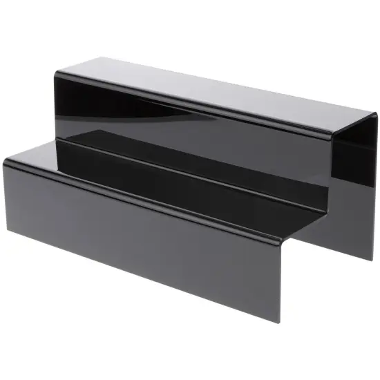 Plymor Black Acrylic 2-Step Solid Back Display Stairs, 8.25" H x 18" W x 8.5" D {1}