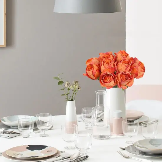 Artificial Rose Silk Flowers 2 Bouquets Vintage Roses 12pcs Orange Fake Rose with Single Long Stems Faux Flower for Home Table {3}