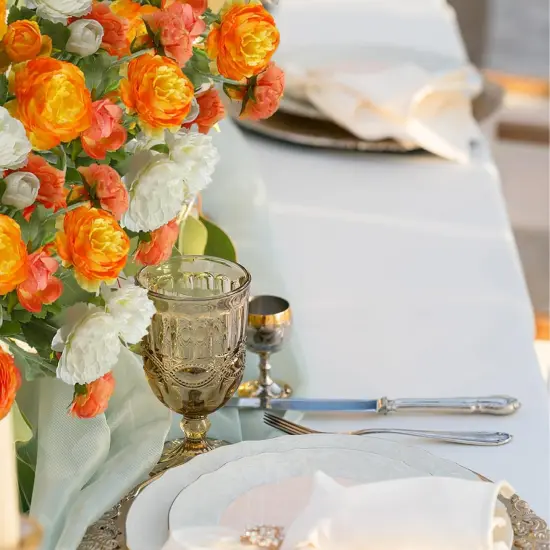 6 Pcs Artificial Flowers - Silk Peony Rose (Orange) {5}