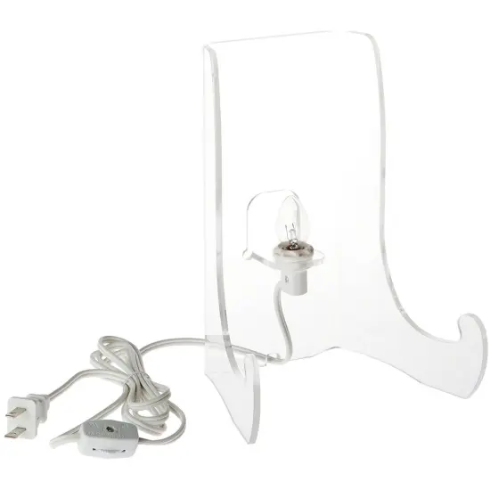 Plymor Clear Acrylic Lighted Flat Back Easel With Shallow Support Ledges, 9" H x 6.75" W x 5.25" D {1}