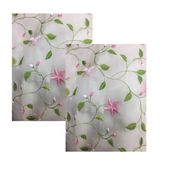 1 Yard Silk Organza Embroidered Fabric for Luxury Fashion 44/45 Inch Wide {4}