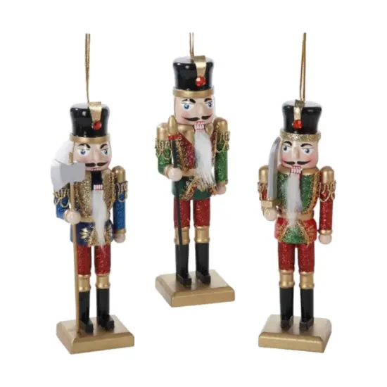 6" Soldier Nutcracker Ornaments – Set of 3 Assorted Christmas Decorations {1}