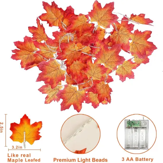 4 Pack Fall Garland with Lights Decor - 40Ft 80LED {4}