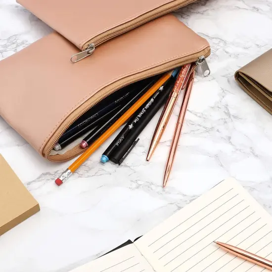 Rose Gold Pouch for Pens, Makeup, Accessories (2 Pack) Pink {3}