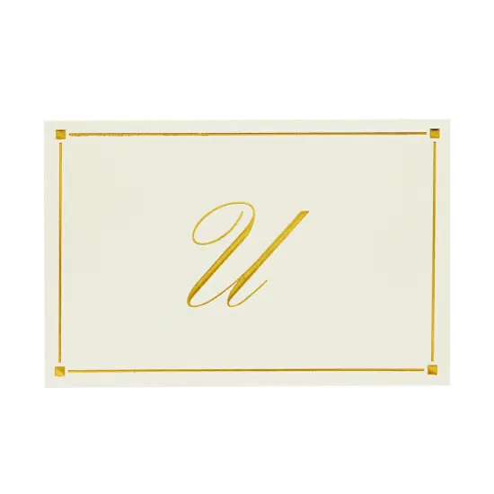 Gold Foil Letter U Personalized Blank Note Cards with Envelopes 4x6, Initial U Monogrammed Stationery Set (Ivory, 24 Pack) {7}