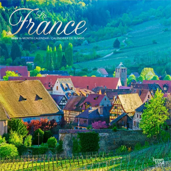 France | 2026 12 x 24 Inch (Hanging) Monthly Square Wall Calendar | Foil Stamped Cover | English/French Bilingual | Plastic-Free {1}