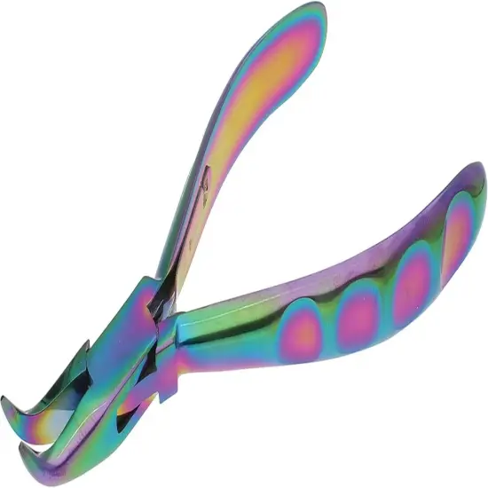 The Beadsmith Chroma Series Bent Chain Nose Plier, 5.5 inches (140mm), hardened stainless-steel head, rainbow titanium coating, contoured comfort grip handle and double-leaf spring {2}