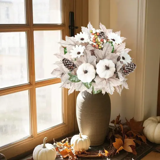 2PCS Fall Artificial Flowers Decoration - White {3}