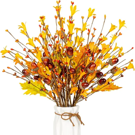 12 Pack Fall Leaves Stems for Table Decoration {1}
