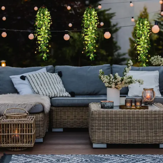 3 Packs LED Artificial Hanging Plants, 3.6 ft Fake Hanging Plant {3}