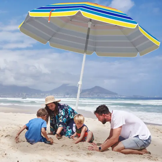 Costway 6.5 FT Patio Beach Umbrella Sun Shade Tilt Aluminum Sports Portable Carry Bag Multicolor/Blue/Turquoise/Beige {5}