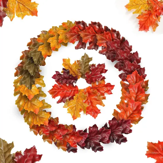 500PCS Artificial Autumn Oak Fall Leaves(5 Colors and 2 Sizes) {1}