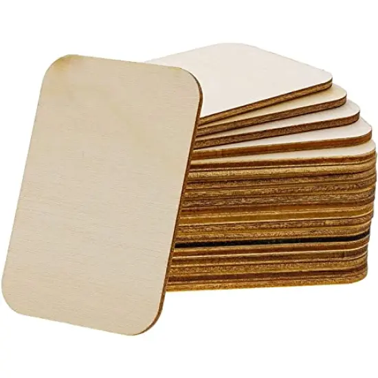 60 Pack Unfinished Wood Cutouts for Crafts, Rectangle Wooden Slices for DIY Projects (2 x 3 in) {2}